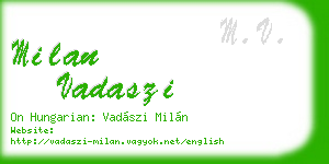 milan vadaszi business card